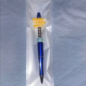 Good vibes only Blue pen with beaded  accents
